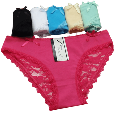 6 x Womens Solid Transparent Lace Back Briefs Undies Sexy Underwear Jocks