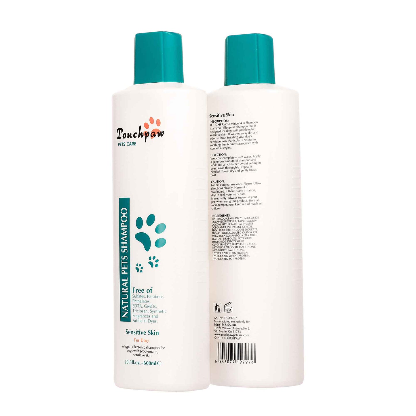 600ml Sensitive Skin Dog Shampoo Natural Hypoallergenic Itchy Pet Puppy Grooming