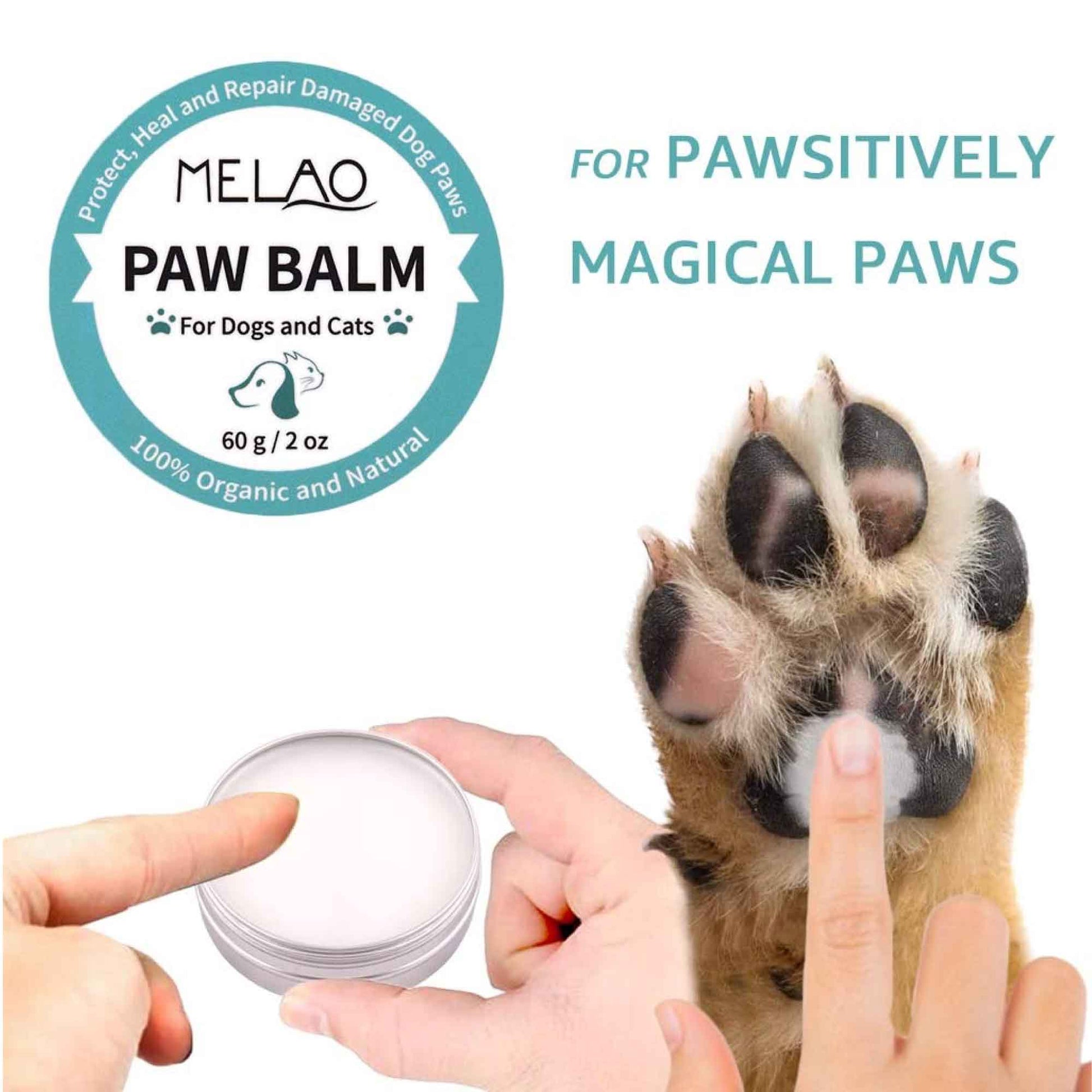 60g Pet Paw Balm - Dog or Cat Natural Organic Nose Soother Wax Ointment Cream