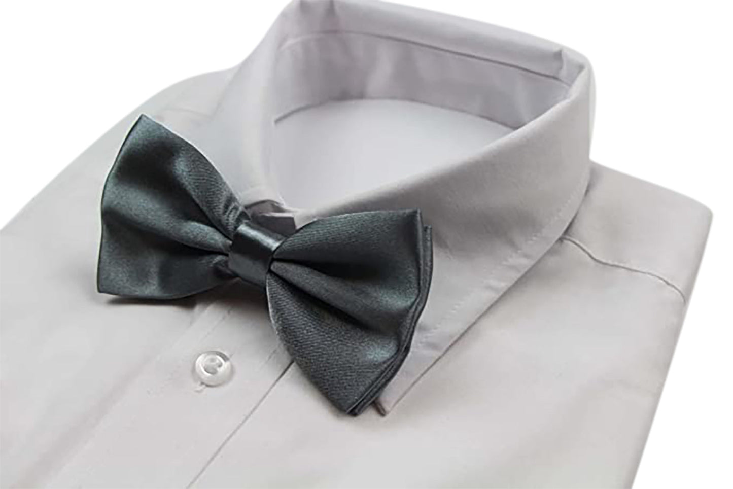 Mens Grey Solid Plain Colour Bow Tie