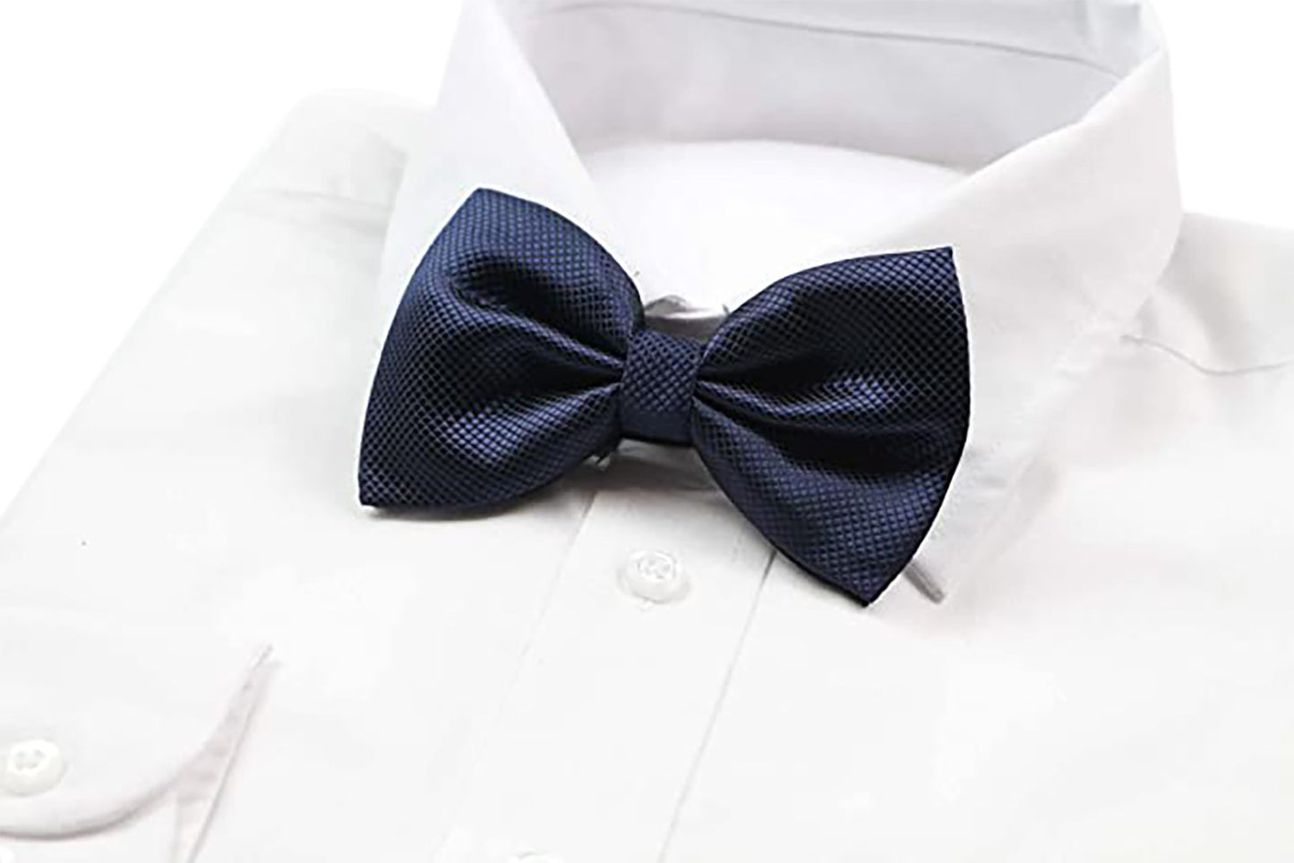 Mens Navy Plain Coloured Checkered Bow Tie