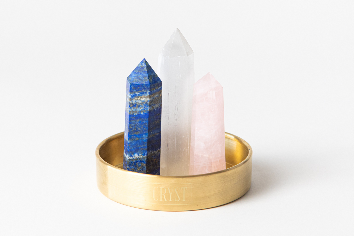 Taurus Crystal Trio - Rose Quartz, Selenite + Lapis Lazuli