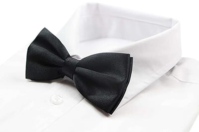 Mens Black Solid Plain Colour Bow Tie