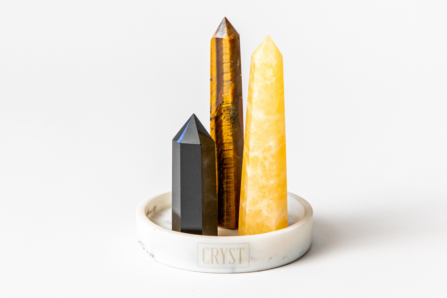 Leo Crystal Trio - Tiger's Eye, Orange Calcite + Onyx