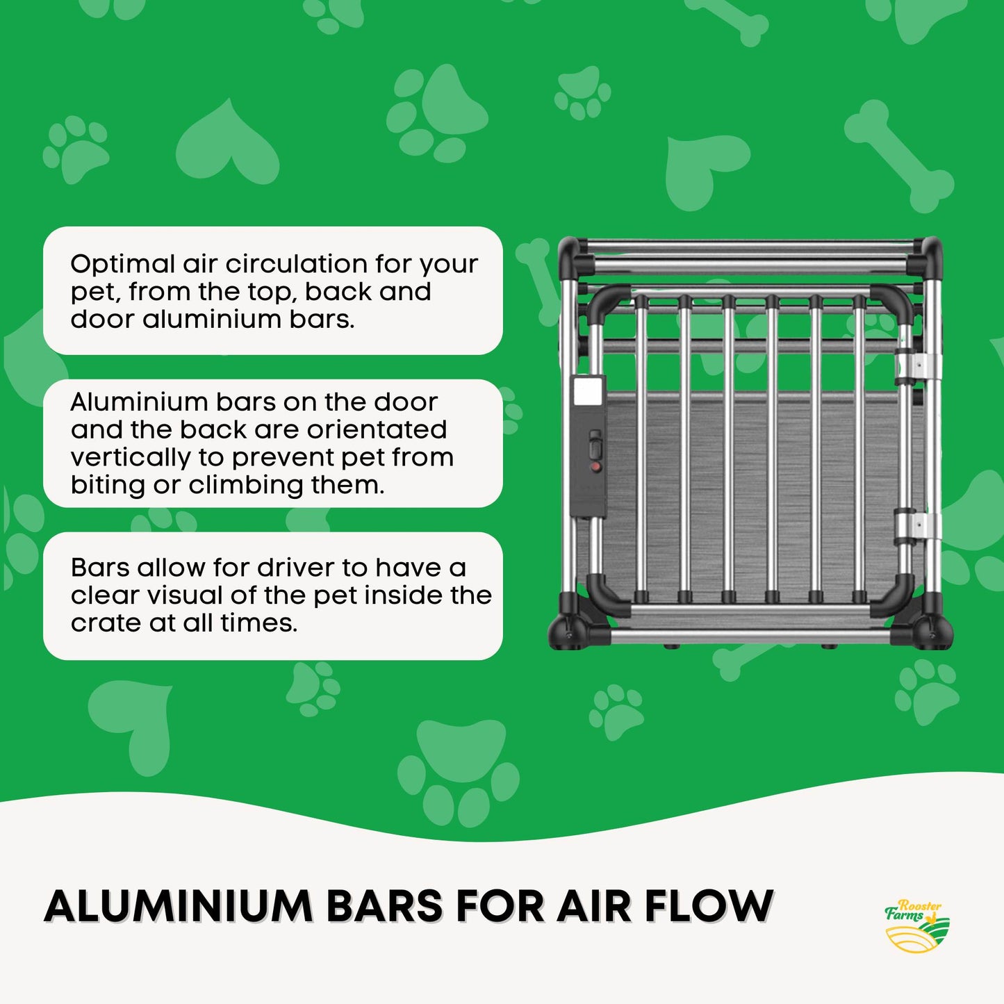 Aluminium Dog Travel Crate 63x68x88cm - Large Pet Car Transport Cage Kennel Box