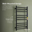 Tatibah 10 Bar Heated Towel Rack Electric Warming Rails + Timer Matte Black
