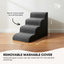 Rooster Farms 40cm Dog Stairs Pet Ramp Soft Foam - Washable Cover Grey