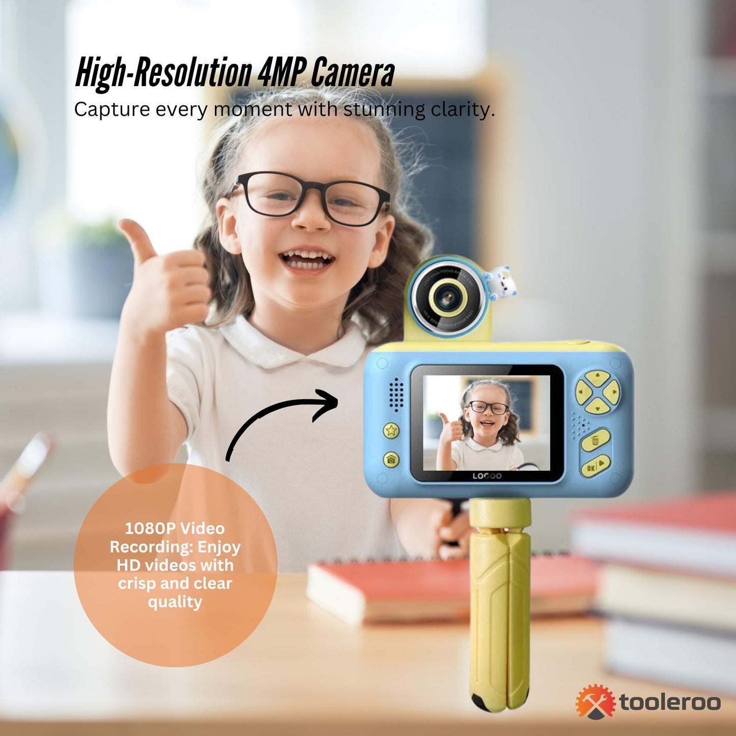 Kids HD Digital Camera Blue - Children's Selfie Photo Video 2.4 Inch Screen