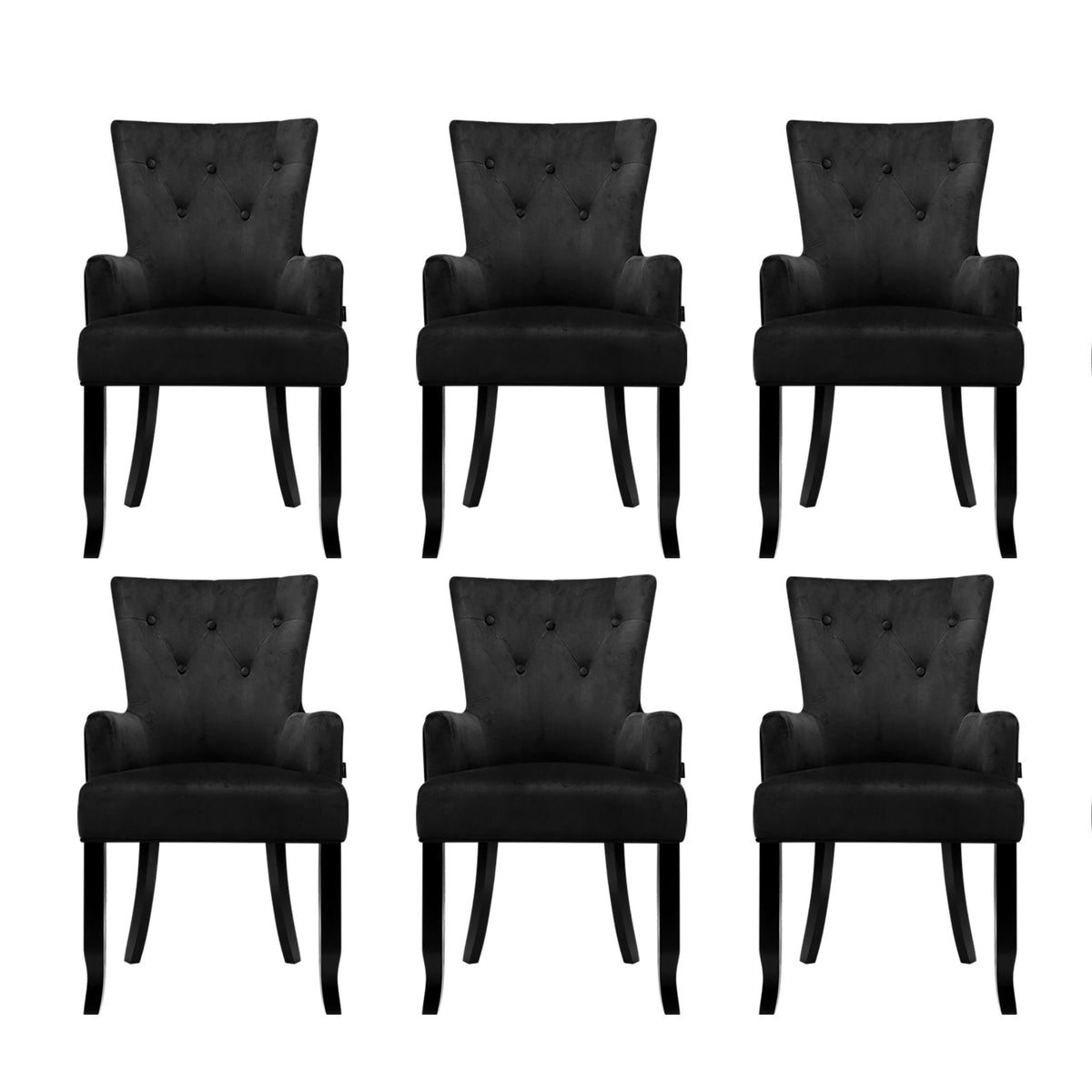 6x Artiss Dining Chairs Velvet French Provincial Armchair Black