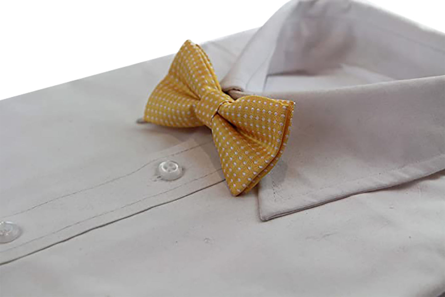 Boys Yellow Bow Tie With White Polka Dots