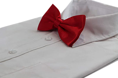 Mens Red Solid Plain Colour Bow Tie