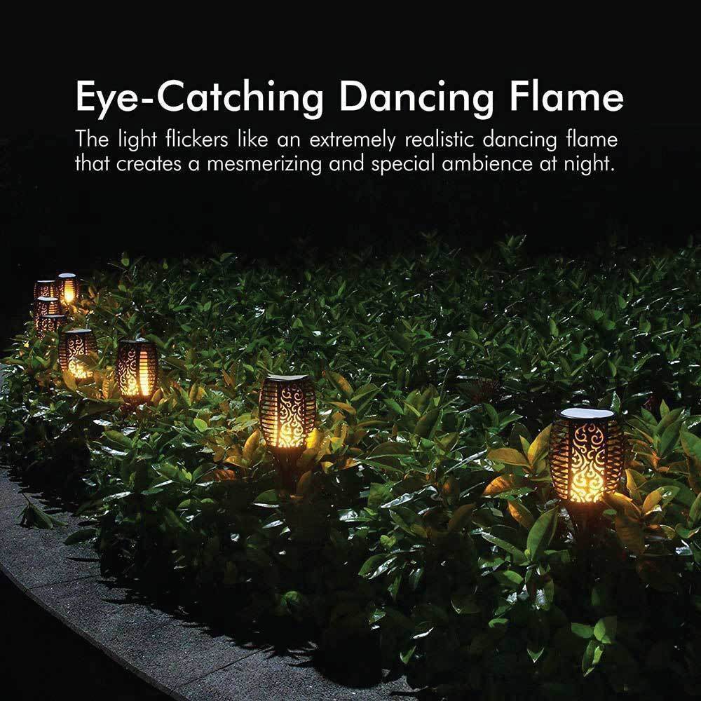 72 LED Bulbs Torch Solar Garden Outdoor Flame Dancing Flickering Light Auto Lamp