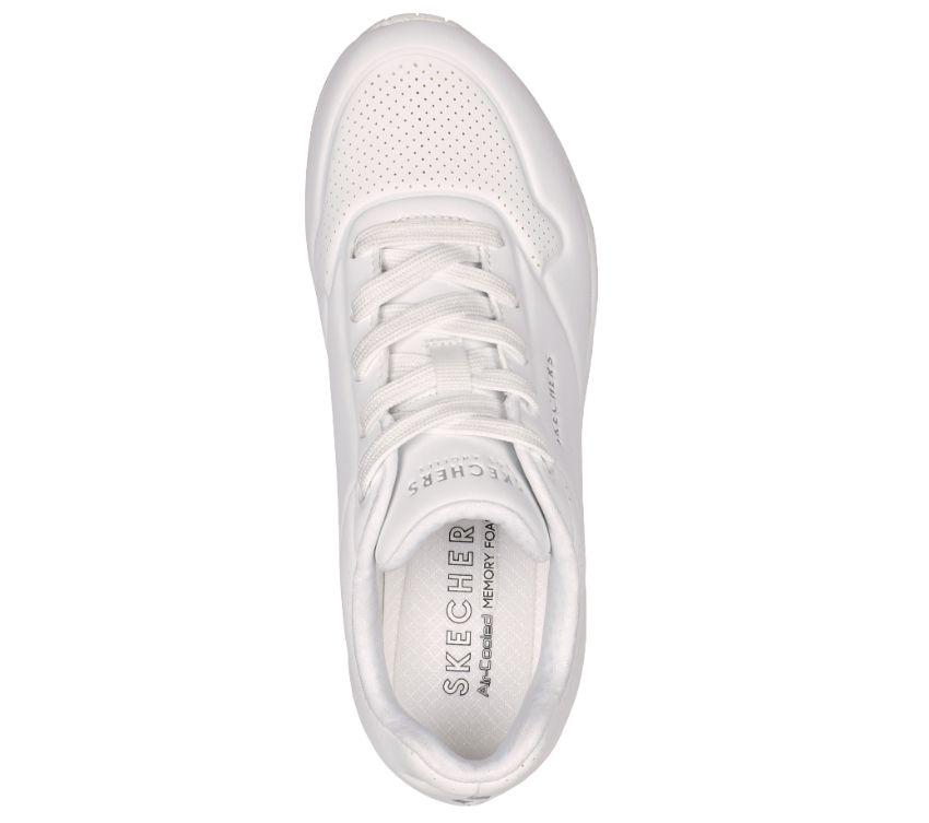 Womens Skechers Uno - Stand On Air White Lace Up Sneaker Shoes