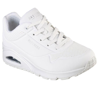 Womens Skechers Uno - Stand On Air White Lace Up Sneaker Shoes