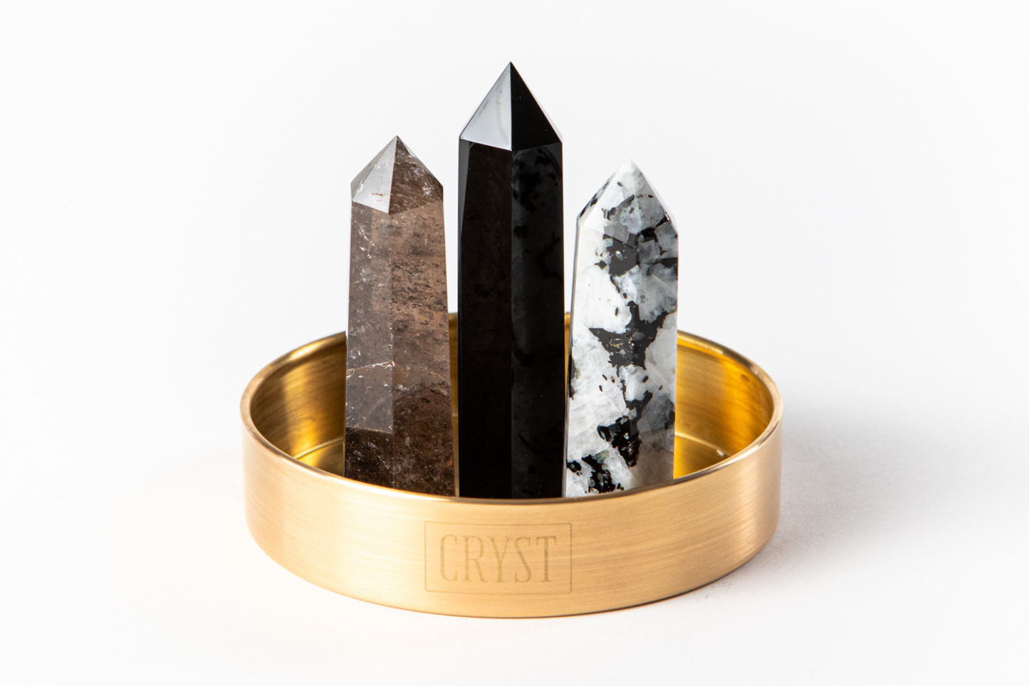 Scorpio Crystal Trio - Onyx, Smoky Quartz + Rainbow Moonstone