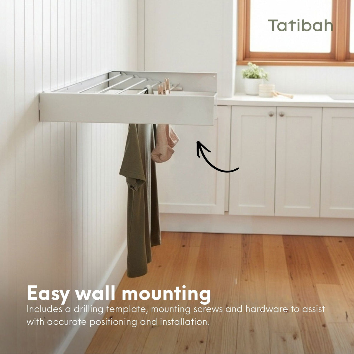 Tatibah 1x Wall Mounted Washing Line - Foldable 5m Clothes Drying Rack