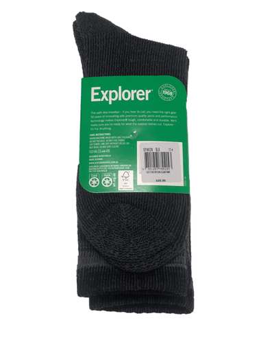 8 Pairs Mens Explorer All Season Cotton Blend Crew Socks Black / Olive