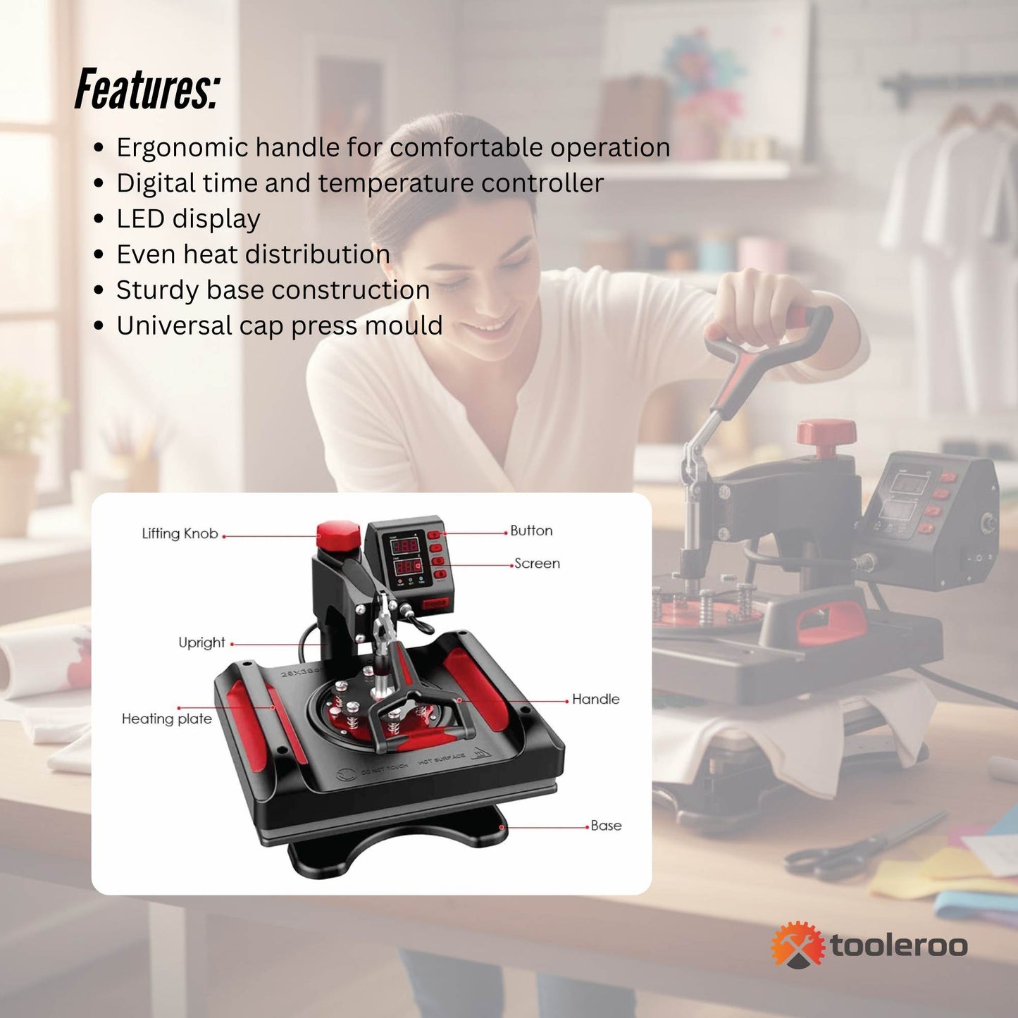 8 in 1 Combo Heat Press - DIY Hobby Craft Logo Transfer HVT Sublimation Printing