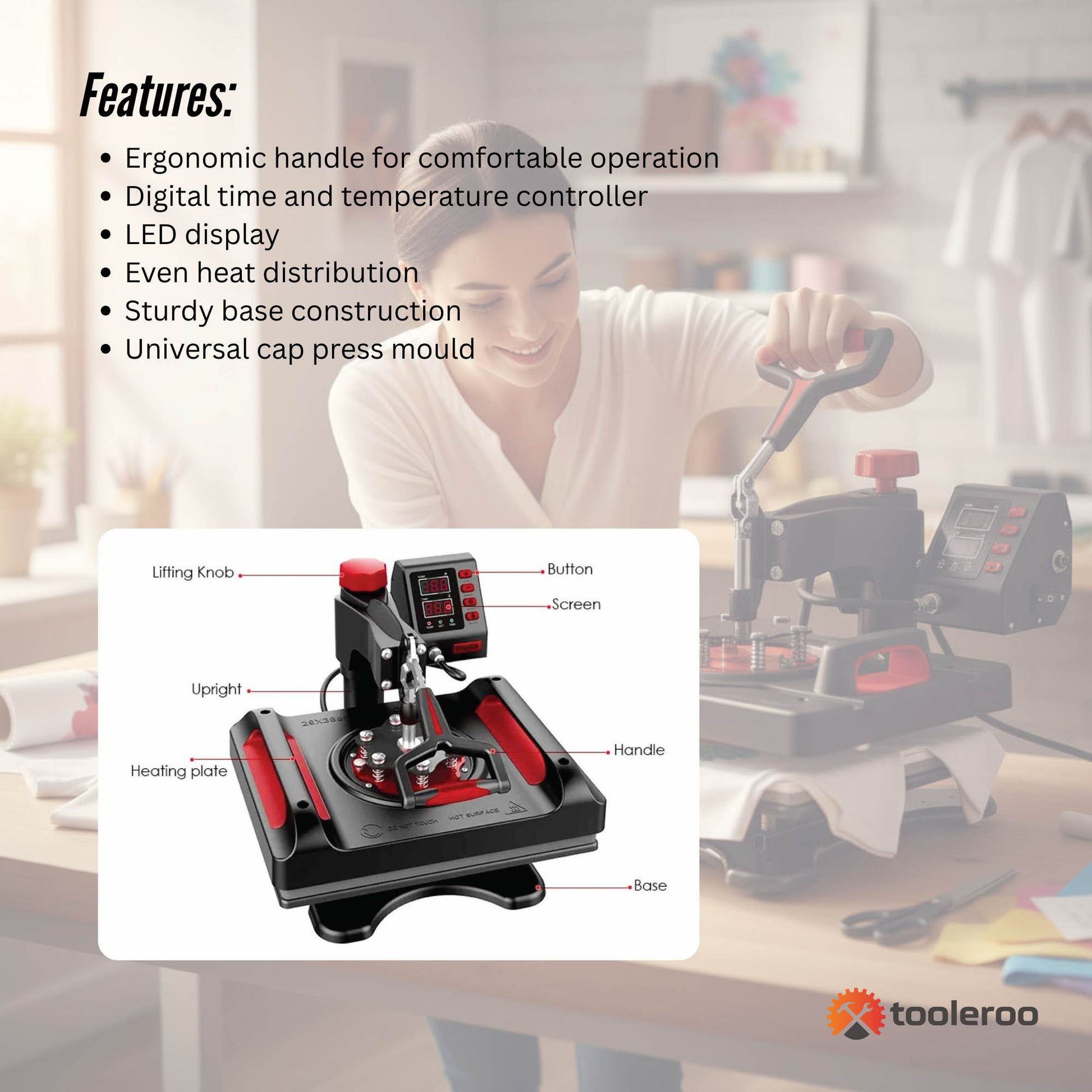 8 in 1 Combo Heat Press - DIY Hobby Craft Logo Transfer HVT Sublimation Printing