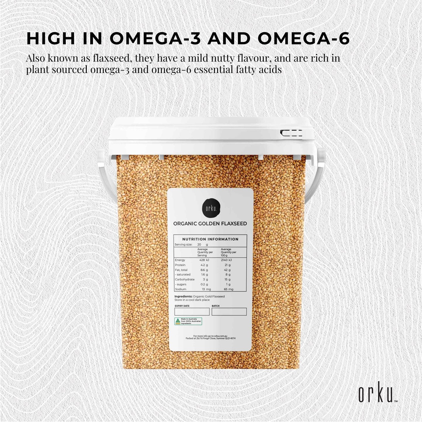 800g Organic Golden Linseed Flaxseed Tub Whole Flax Seed No GMO Omega3 6 Fibre