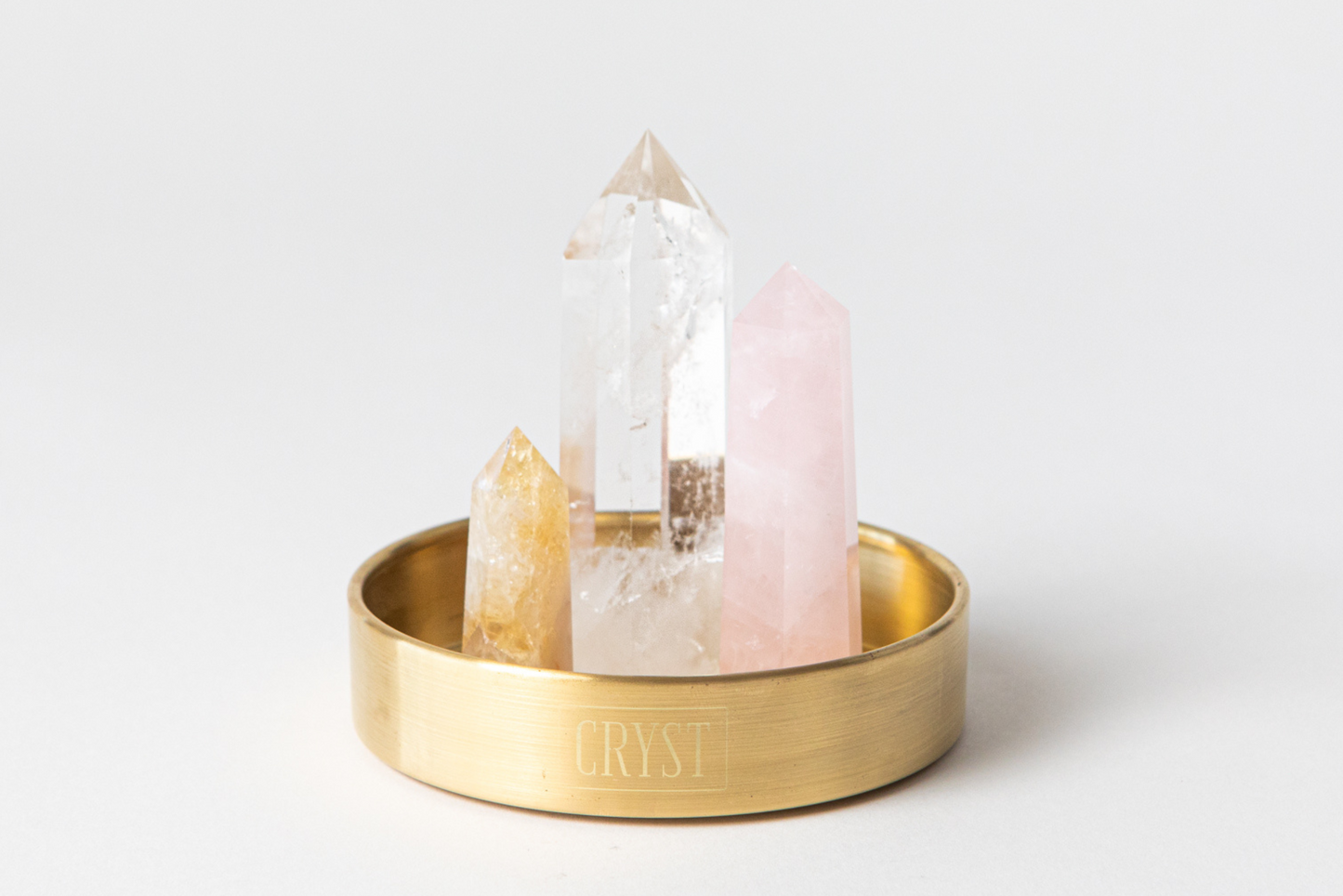 Abundance Crystal Trio - Citrine, Rose Quartz + Clear Quartz