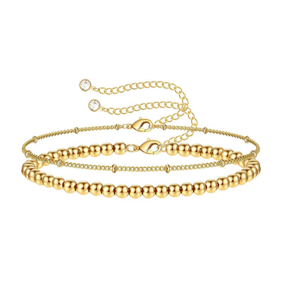 Full gold ball double chain bracelet - Gold Plated Tarnish Free Jewellery