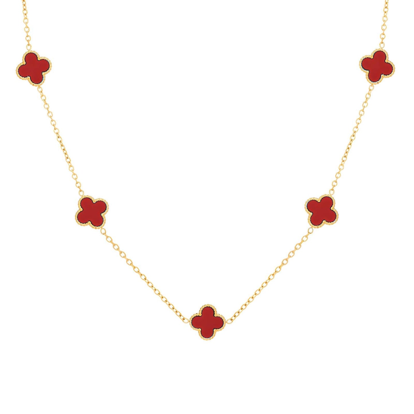 Four leaf clover necklace - red
