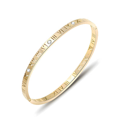 Roman numeral bangle - Gold Plated Tarnish Free Jewellery
