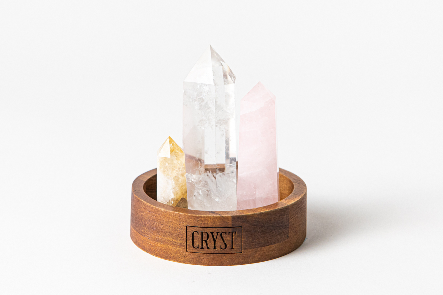 Abundance Crystal Trio - Citrine, Rose Quartz + Clear Quartz