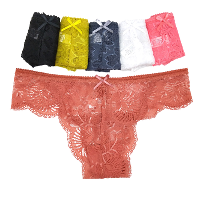 6 x Womens Lace Sexy Brazilian Briefs - Undies Coloured Solid Underwear Jocks