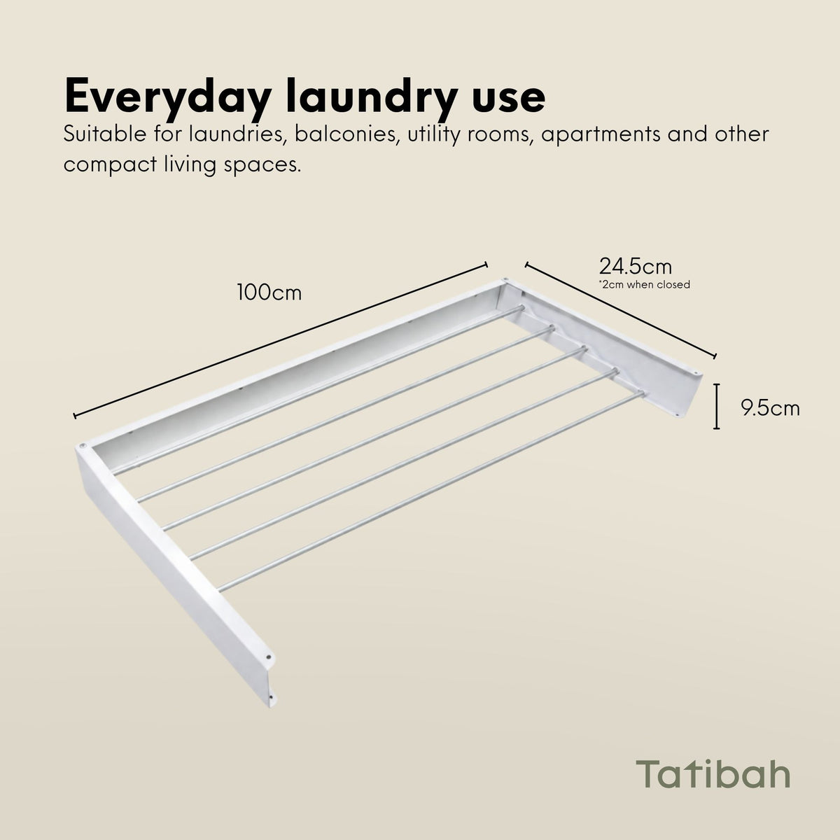 Tatibah 1x Wall Mounted Washing Line - Foldable 5m Clothes Drying Rack
