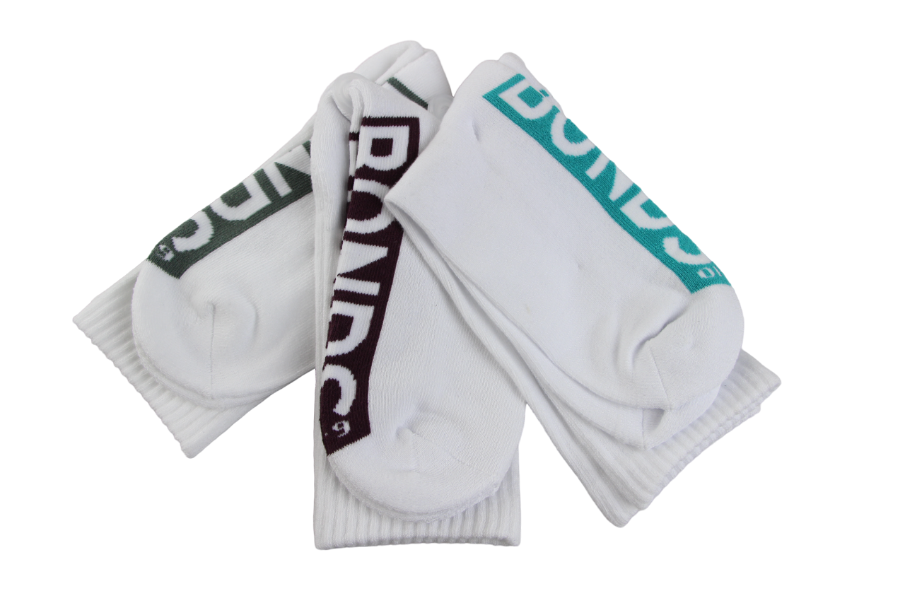 9 Pairs X Bonds Mens Logo Cushioned Crew Socks White With Mulitcoloured Logo