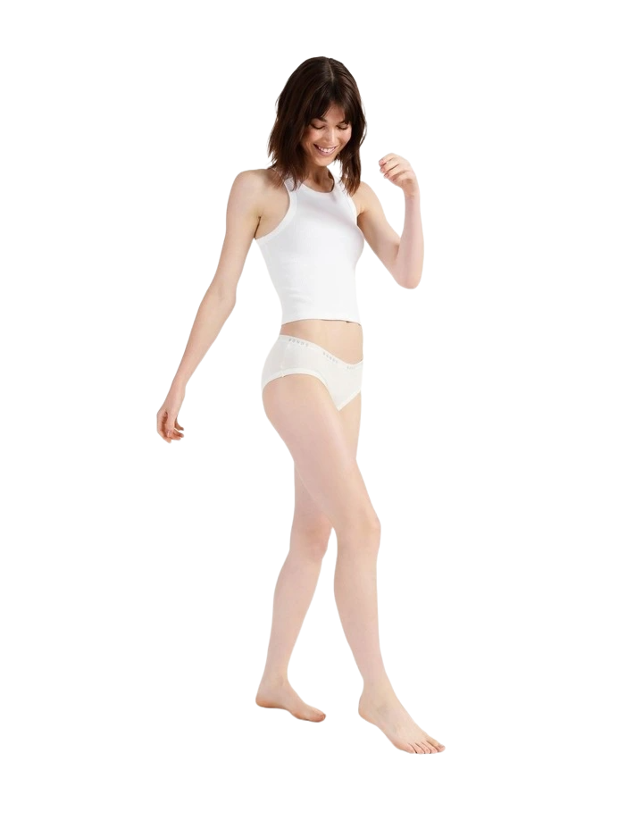 9 Pairs X Bonds Womens Cottontail Midi Underwear White/Charcoal Stripes