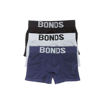 9 x Bonds Mens Seamless Black/ Grey/ Navy Trunks Underwear