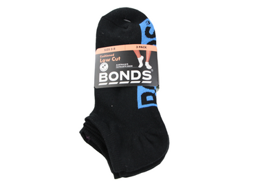 9 x Bonds Womens Low Cut Black Cushioned Ladies Socks 51K