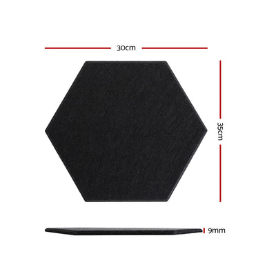 Alpha Acoustic Foam 12pcs 35x30x0.9cm Soundproof Absorption Panel Adhesive Black