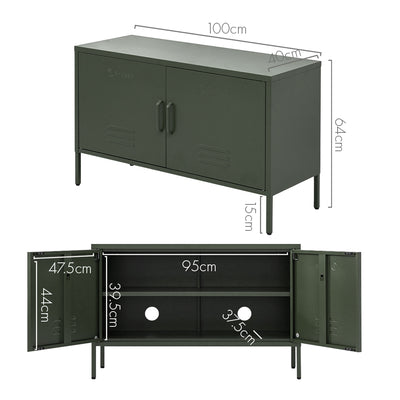 ArtissIn Base Metal Locker Storage Shelf Organizer Cabinet Buffet Sideboard Green