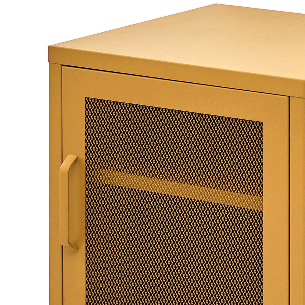 ArtissIn Mini Mesh Door Storage Cabinet Organizer Bedside Table Yellow