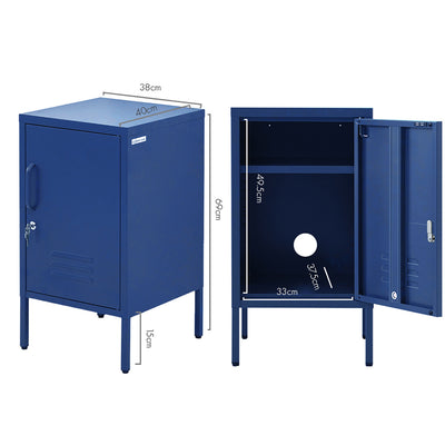 ArtissIn Metal Locker Storage Shelf Filing Cabinet Cupboard Bedside Table Blue