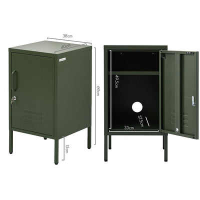 ArtissIn Metal Locker Storage Shelf Filing Cabinet Cupboard Bedside Table Green