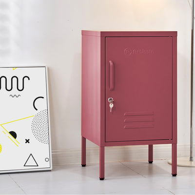 ArtissIn Metal Locker Storage Shelf Filing Cabinet Cupboard Bedside Table Pink