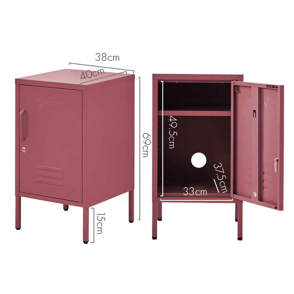 ArtissIn Metal Locker Storage Shelf Filing Cabinet Cupboard Bedside Table Pink