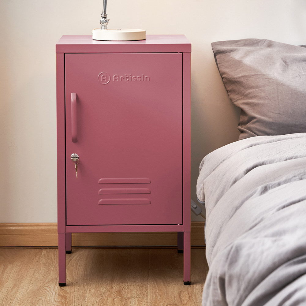 ArtissIn Metal Locker Storage Shelf Filing Cabinet Cupboard Bedside Table Pink