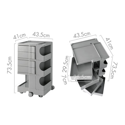 Artiss Storage Trolley Bedside Table 5 Tier Cart Boby Replica Grey