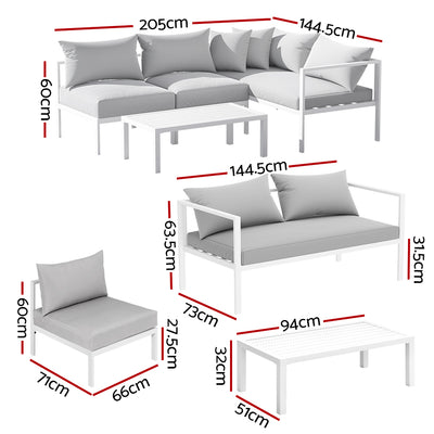 Gardeon 4-Seater Aluminium Outdoor Sofa Set Lounge Setting Table Chair Furniture