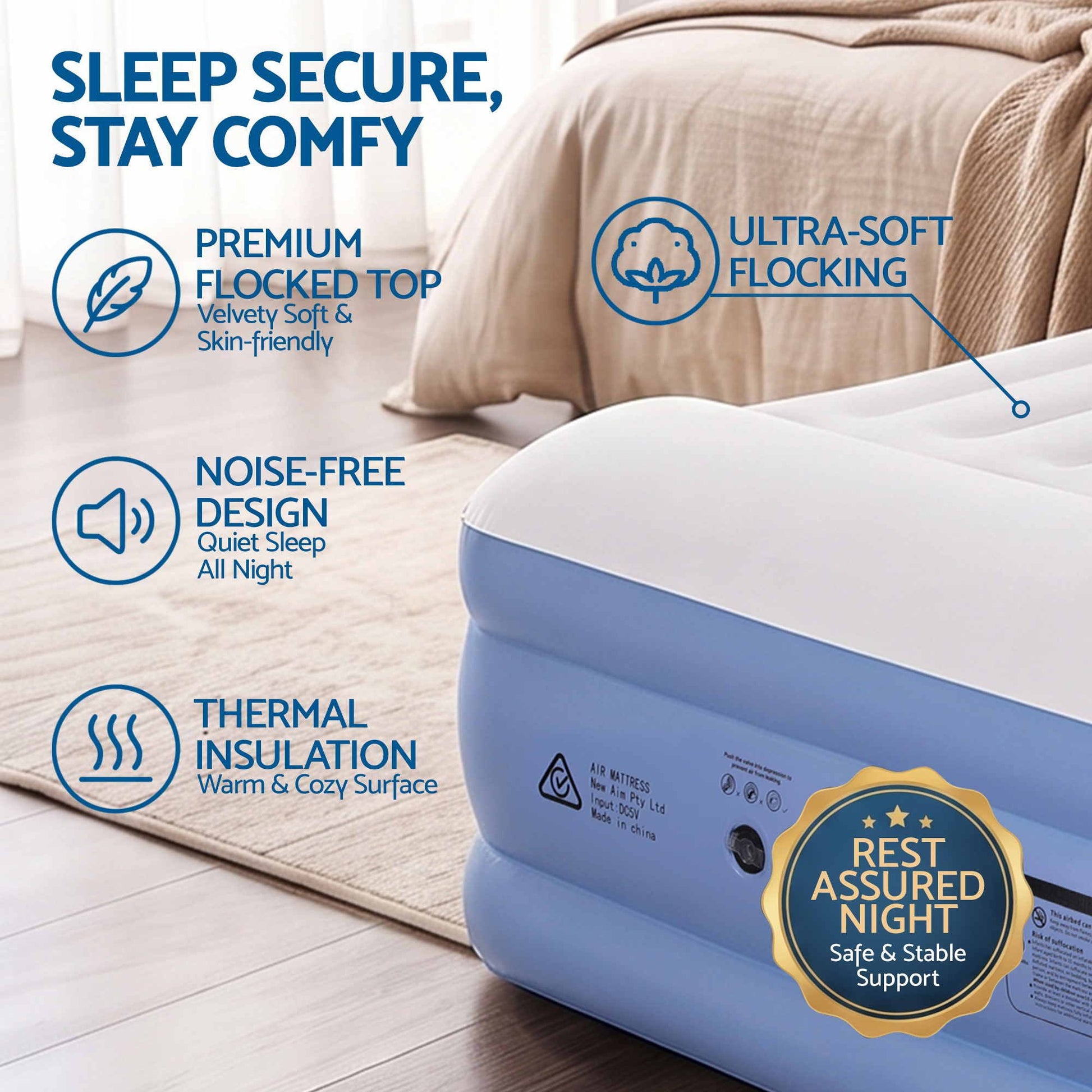 Weisshorn Queen Air Mattress with Rechargeable Cordless Pump 50cm