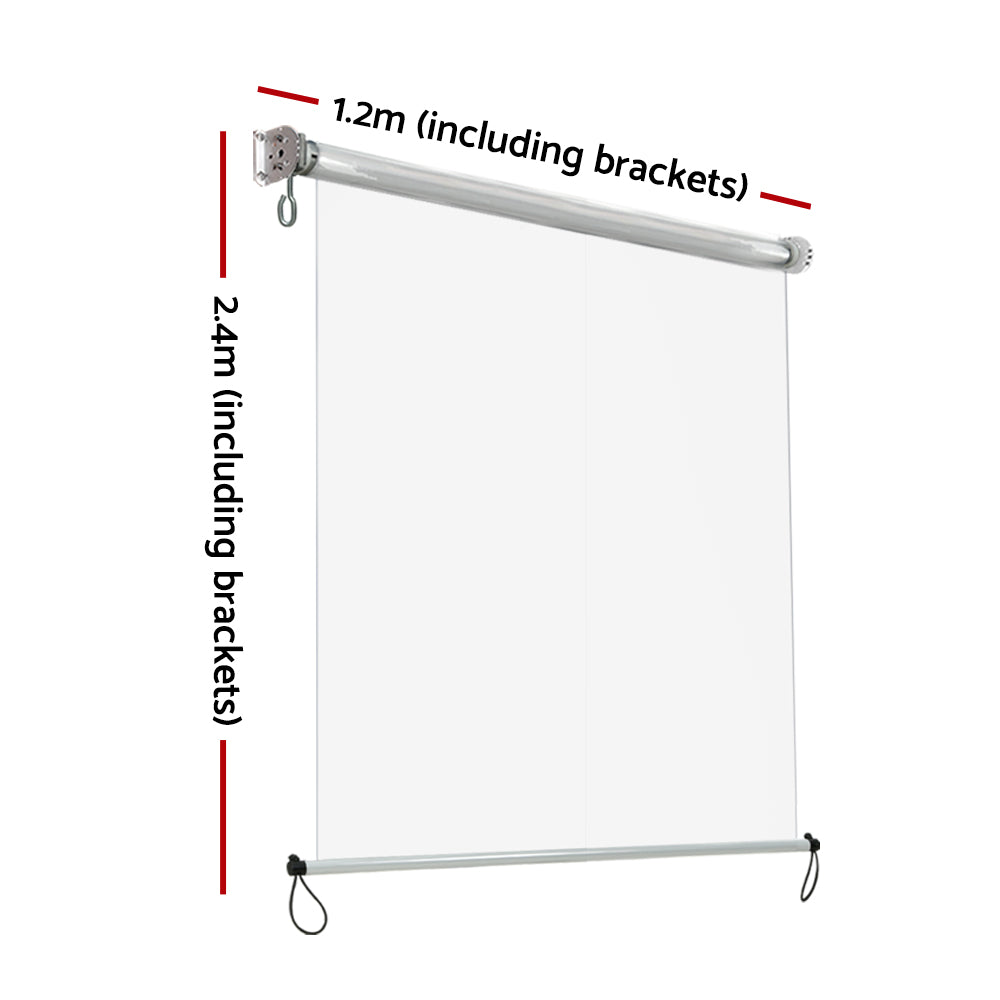 Instahut 1.2X2.4M Outdoor Blinds Clear Roll Down Awning Retractable Outdoor Blinds Water Wind Proof Transparent