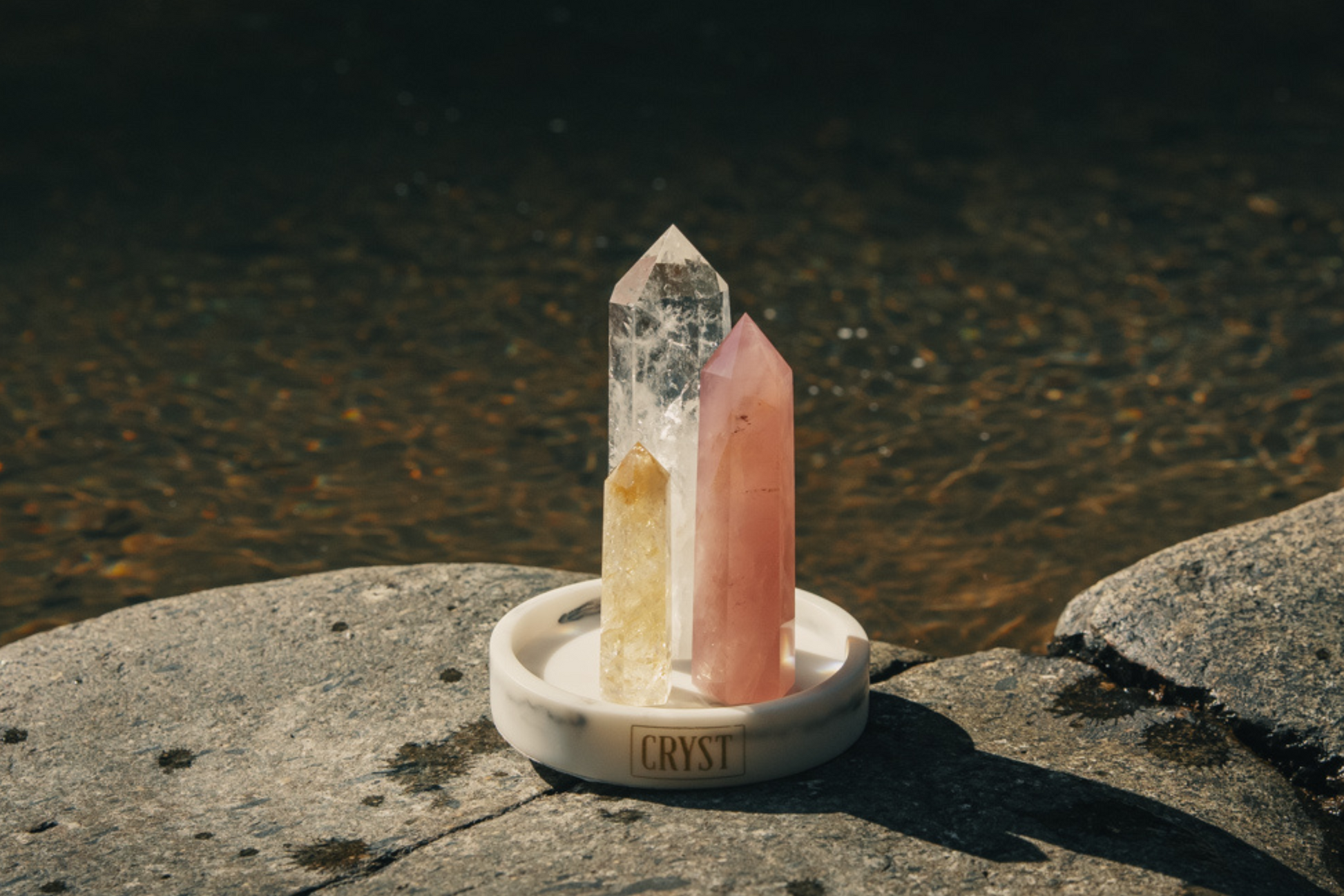 Abundance Crystal Trio - Citrine, Rose Quartz + Clear Quartz