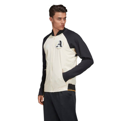 Adidas Mens Linen/Black Vrct Varsity Collegiate Zipup Jacket