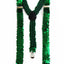 Adjustable 100cm Green Mens & Womens Sequin Suspenders